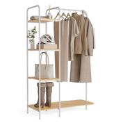 Newlux Perchero Burro Hangy Wood 400 Hasta 35kg con Zapatero, Resistente, 4 Estantes White