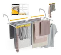 Newlux Tendedero Balcón Aereo V9 Blanco Extensible en acero inoxidable (+/- 52,5-92,5 × 35 × 17 cm). Capacidad de 9 m y carga de hasta 7 kg.