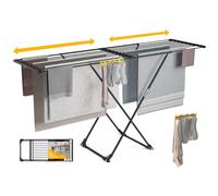 Newlux-Tendedero Extensible Expansion V25 Telescópico 21m Capacidad (189x57x92,5cm), Estructura Super Estable, Barras XXL Extra Gruesas. Tendedero Plegable con Ruedas y Soporte para Calcetines, Negro