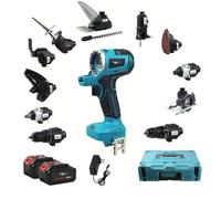 NEWONE Kit de herramientas eléctricas 12 en 1 compatible con baterías Makita de 18 V, juego de herramientas inalámbricas, 2 baterías de 4000 mAh y cargador, incluye bolsa de transporte