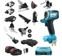 NEWONE Kit de herramientas eléctricas 13 en 1 compatible con baterías Makita de 18 V, juego de herramientas inalámbricas, 2 baterías de 4000 mAh y cargador, incluye bolsa de transporte