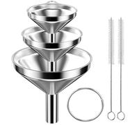 Newpop 3 Piezas Embudo de Cocina, Embudos De Acero Inoxidable con 2 Cepillo de Limpieza, Set de embudos de Cocina 3 Tamaños 4.5/5.5/7.5cm para la Transmisión de Ingredientes Líquidos y Polvos