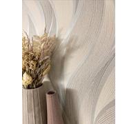 NEWROOM Papel pintado Beige Olas del Mar Tejido no Tejido - Rayas Gris Línea Estructura Moderno