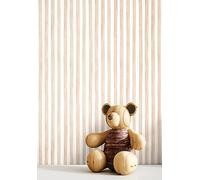 NEWROOM Papel pintado Beige Tiras Tejido no Tejido - Niños Marron Blanco Línea Acuarela Juguetón