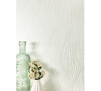 NEWROOM Papel pintado Blanco Olas del Mar Tejido no Tejido - Rayas Sage Verde Línea Estructura Moderno