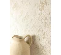 Newroom Papel Pintado Crema No Tejido Ornamento Metálico - Vintage Retro Glamour Papel Decorativo para Salón Dormitorio
