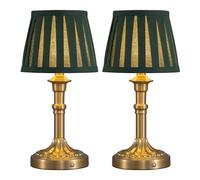 NEWSEE Paquete de 2 lámparas de mesa inalámbricas recargables, lámpara de noche pequeña con pantalla de tela, luz táctil LED de atenuación continua para sala de estar, comedor, dormitorio, baño