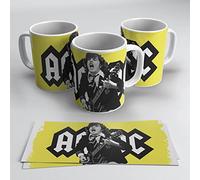 newseny ACDC Taza para fans de la música rock. Colección taza grupo de rock AC/DC. Cerámica 350ml (ACDC AMARILLO)