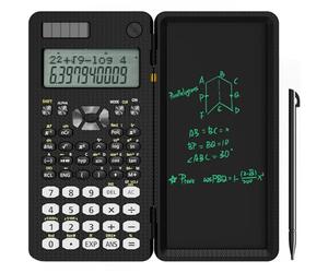NEWYES Calculadora Científica Plegable con Pizarra y Bolígrafo (82MS-240) | 240 Funciones, Solar y Batería, Pantalla 2 Líneas, Material Escolar Pequeña con Tableta Escritura para Estudiantes Oficina