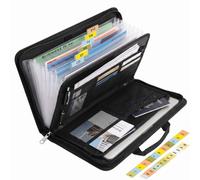 NEWYES Carpeta Portadocumentos A4 Organizador de Archivos Acordeón, Negro | Portafolios Portátil Ignífugo con 13 Bolsillos, Etiquetas Clasificación, Porta Documentos para Hogar,Oficina,Escuela y Viajes