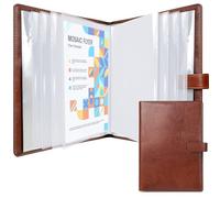 NEWYES Carpetas Archivadoras A4 con 30 Fundas Plastico - Carpeta Clasificadora/Portafolios/Archivador/Porta Documentos de Piel Sintética para Oficina y Viaje, Regalo Hombre y Mujer (Marrón)
