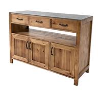 NexaGeniX Gabinete de Isla de Cocina Aparador Tipo Isla de Madera Maciza con Tapa Piedra sinterizada, Mueble Buffet rústico cajones