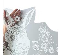 Nexbrill Calcomanías de vidrio para ventana de Pascua, decoración de conejo de PVC estático, reutilizables, calcomanías florales de conejito de primavera, paquete de 2 calcomanías de colores