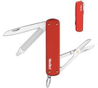 NexTool Navaja de Bolsillo Multifuncional,Navaja Plegable de Acero Inoxidable,Mini Navaja de Bolsillo con Tijeras,Uso con una Mano, Llavero, 5 Funciones Herramienta de Bolsillo para Camping (Rojo)