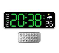 NHQZ Reloj Digital de Pared,Reloj Digital Grande de 12» con Mando a Distancia,Reloj de Pared Multifuncional Puede probar el pronóstico del Tiempo para la Humedad,para la Sala