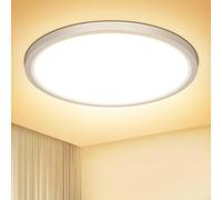 NIBSHOOM Plafon LED Techo Redonda Plana 3000K,18W/1800LM/IP44 Resistente al agua Lámpara de Techo,Modernos Sencillo Plafones para Techo LED para Baño Salon Cocina Dormitorio,220 * 17mm