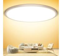 NIBSHOOM Plafon LED Techo Redonda Plana 3000K,24W/2400LM/IP44 Resistente al agua Lámpara de Techo,Modernos Sencillo Plafones para Techo LED para Baño Salon Cocina Dormitorio,300 * 17mm