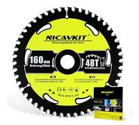 NICAVKIT Ø160 x 20 Hoja de sierra circular HM para madera (Disco de Corte para Madera, Ø160 x 20 x 2,2 mm, 48 dientes, accesorios de sierra circular), dientes de metal duro