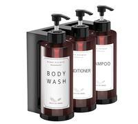 NICEME 3 Piezas Dispensadores de Jabón de Montaje en Pared,Dispensador de Jabón de 300ml de Montaje en Pared Sin Taladro Dispensador - Diseño de Apertura con Llave+Etiquetas