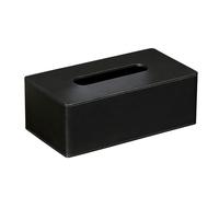 NICEME Caja de Pañuelos de Cuero PU, Caja de Pañuelos De Escritorio, Dispensador de Pañuelos, Ideal para Oficina y Hogar, 25 x 14 x 10 cm, Negro
