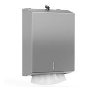 NICEME Dispensador de Toallas de Papel con Cerradura de Acero Inoxidable para Toallas de Papel Plegables en H2 y en Z, Capacidad de 350 a 550 Hojas, para Oficinas, Hoteles y Restaurantes, Plata