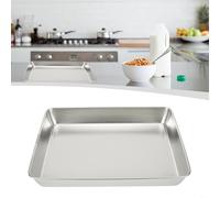 Niceminiwall Bandeja cuadrada de acero inoxidable rectangular para hornear, adecuada para hacer galletas, lasaña, pasteles de avena y brownies (40 x 35 x 5.5)