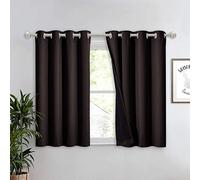 NICETOWN Cortina 100% Opaca de 45 Pulgadas de Largo, 2 Capas Gruesas Completamente Opacas, Tratamiento de Ventana, Cortina Forrada con Aislamiento térmico para Ventana de sótano (marrón, 1 Pieza, 52
