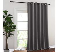 NICETOWN Cortina de Puerta corredera de Cristal, con Ojales, Aislamiento térmico, Panel de Cortina Opaca para Puerta de Patio para Dormitorio/pérgola (Gris, 1 Panel, 80 Pulgadas de Ancho x 108