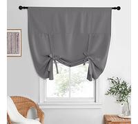 NICETOWN Cortina Opaca para Ventana de Cocina, Cortinas de Amarre de bajo Consumo para Sala de Estar, Bolsillo para Barra, Sombra de Globo para Acción de Gracias, Gris, 52 Pulgadas de Ancho x 63