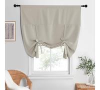 NICETOWN Cortina Opaca para Ventana nergética, Altura Ajustable, Panel con Bolsillo para Barra para Sala de Estar, cenefas Opacas Cortas para Cocina (Natural, 52 Pulgadas de Ancho x 63