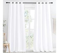 NICETOWN Cortina para oscurecer la habitación, Color Blanco Puro, Panel Individual, 139 x 244 cm, Aislamiento térmico, bloquea la luz Solar y persiana para Dormitorio con Ojales en la Parte Superior