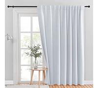 NICETOWN Cortina para Puerta corrediza, Tratamiento de Ventana, Aislamiento térmico, Extra Anchas, Cortinas sólidas para oscurecer la habitación, Cortinas para Puerta de Patio (Blanco grisáceo, 100