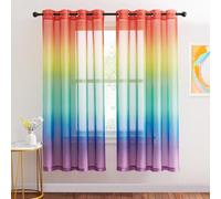 NICETOWN Cortinas Cocina Translucidas Degradadas con Aspecto de Lino