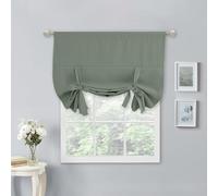 NICETOWN Cortinas con Cenefa Ajustable para Ventana, 137 cm de Largo, Tratamiento de Ventana de Granja para Cocina, Sala de Estar, Bolsillo para Barra de filtrado de luz, 1 Panel, Verde grisáceo, 40