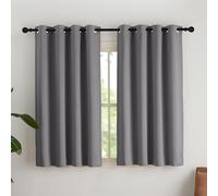 NICETOWN Cortinas Cortas de Ventanas Grises Opacas Cortinas Blackout Termicas Aislantes Frio Decorativas para Salon Dormitorio Habitacion 2 Paneles con Ojales 140x145cm Gris
