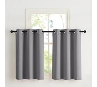 NICETOWN Cortinas Cortas de Ventanas Grises Opacas Cortinas Blackout Termicas Aislantes Frio Decorativas para Salon Dormitorio Habitacion 2 Paneles con Ojales 107x90cm Gris