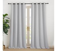 NICETOWN Cortinas Grises Opacas Cortinas Blackout Termicas Aislantes Frio Decorativas para Salon Dormitorio Habitacion 2 Paneles con Ojales 140x240cm Gris Claro