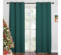 NICETOWN Cortinas Opacas con Aislamiento térmico y Ojales sólidos para Sala de Estar (HuKGUSer Verde, 1 par, 42 x 84 Pulgadas)
