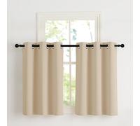 NICETOWN Cortinas Salon 2 Piezas Cortinas Cortas Termicas Opacas para Ventanas de Dormitorio Oficina Cortinas Blackout de Color Liso con Ollaos 107x90cm Beige Oscuro
