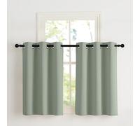 NICETOWN Cortinas Salon 2 Piezas Cortinas Termicas Opacas para Ventanas de Dormitorio Oficina Cortinas Blackout de Color Liso con Ollaos 107x90cm Verde Salvia