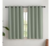 NICETOWN Cortinas Salon 2 Piezas Cortinas Termicas Opacas para Ventanas de Dormitorio Oficina Cortinas Blackout de Color Liso con Ollaos 140x145cm Verde Salvia