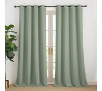 NICETOWN Cortinas Salon 2 Piezas Cortinas Termicas Opacas para Ventanas de Dormitorio Oficina Cortinas Blackout de Color Liso con Ollaos 140x240cm Verde Salvia