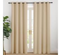 NICETOWN Cortinas Salon 2 Piezas Cortinas Termicas Opacas para Ventanas de Dormitorio Oficina Cortinas Blackout de Color Liso con Ollaos 140x200cm Beige Oscuro