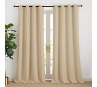 NICETOWN Cortinas Salon 2 Piezas Cortinas Termicas Opacas para Ventanas de Dormitorio Oficina Cortinas Blackout de Color Liso con Ollaos 140x240cm Beige Oscuro