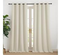 NICETOWN Cortinas Salon Modernas 2 Piezas Cortinas Beige Opacas para Dormitorio Matrimonio Cocina de Ventanas Curtains for Living Room con Ollaos 140x240cm Beige Claro