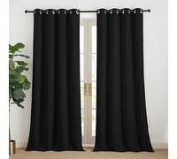 NICETOWN Cortinas Salon Modernas 2 Piezas Cortinas Negras Opacas para Dormitorio Matrimonio Cocina de Ventanas Curtains for Living Room con Ollaos 140x240cm Negro