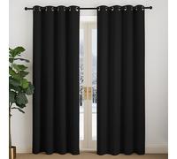 NICETOWN Cortinas Salon Modernas 2 Piezas Cortinas Negras Opacas para Dormitorio Matrimonio Cocina de Ventanas Curtains for Living Room con Ollaos 140x200cm Negro