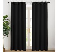 NICETOWN Cortinas Salon Modernas 2 Piezas Cortinas Negras Opacas para Dormitorio Matrimonio Cocina de Ventanas Curtains for Living Room con Ollaos 140x220cm Negro