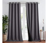 NICETOWN - Persiana 100% Opaca, Cortina de Tratamiento de Ventanas para Puerta corrediza de Patio Grande, con Aislamiento térmico para Dormitorio, Color Gris, 1 Panel, 132 cm x 274 cm