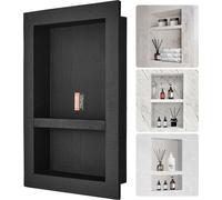 Nicho para ducha, listo para revestir con azulejos, de 40,64 x 60,96 cm, con estante doble, esquinas cuadradas, para empotrar en la pared. Protección sellada. Nicho moderno para almacenar jabón en la